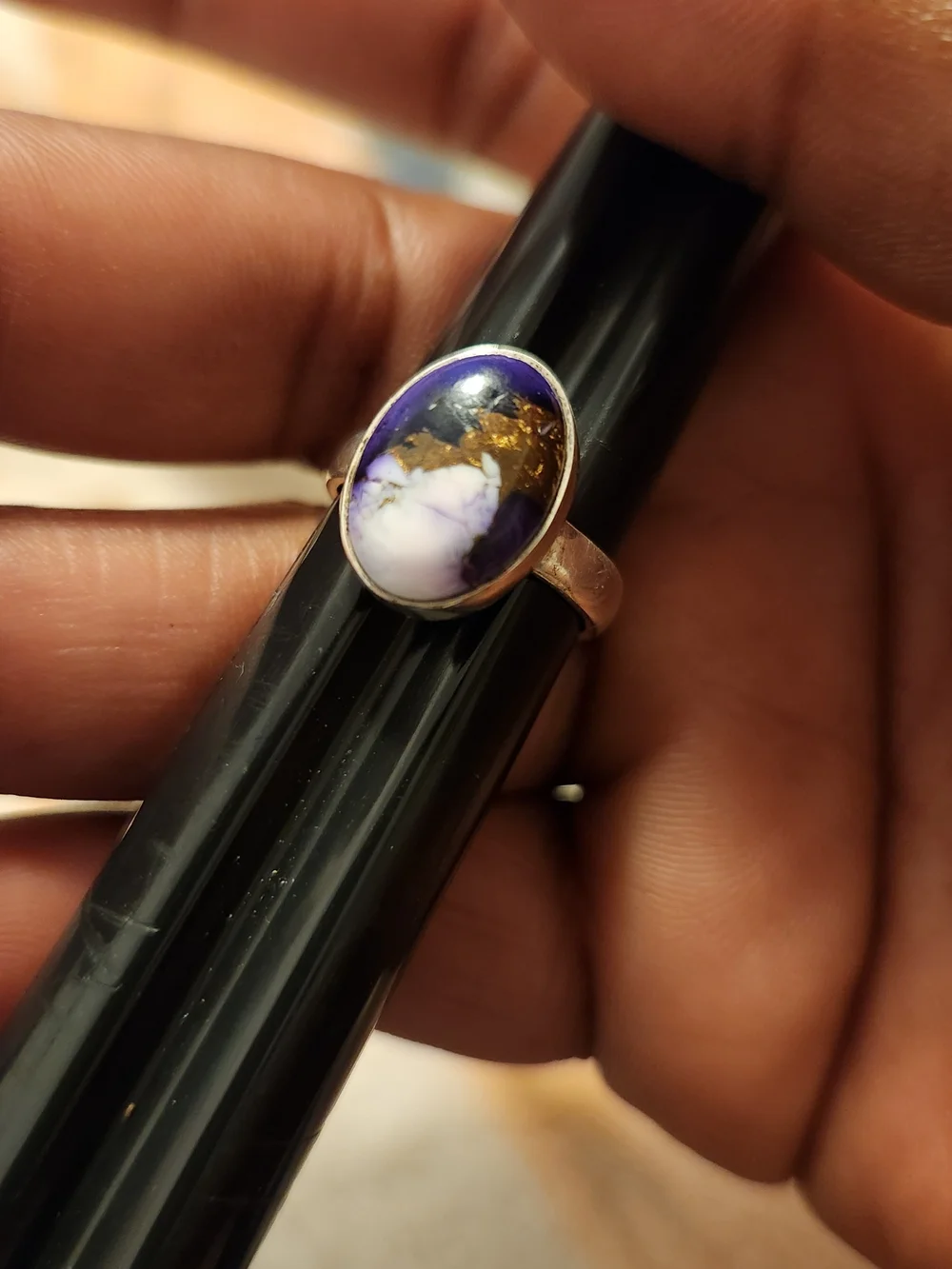 Purple Dahlia  Sterling Ring Size 6